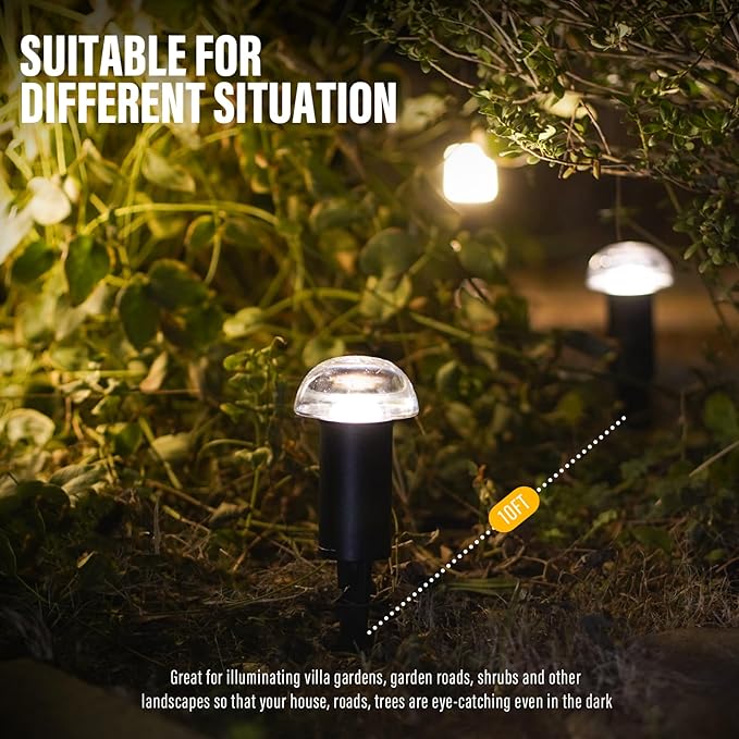 VENUS MANUFACTURING Low Voltage Landscape Pathway Lighting 6PK 1.5W LED Mushroom Lights 35Lumen Wired Walkway Light | Lumora