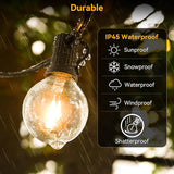 100ft Outdoor String Lights Waterproof/Connectable/Dimmable with 52 LED Shatterproof Bulbs,2-Pack 50ft UL Listed | Lumora