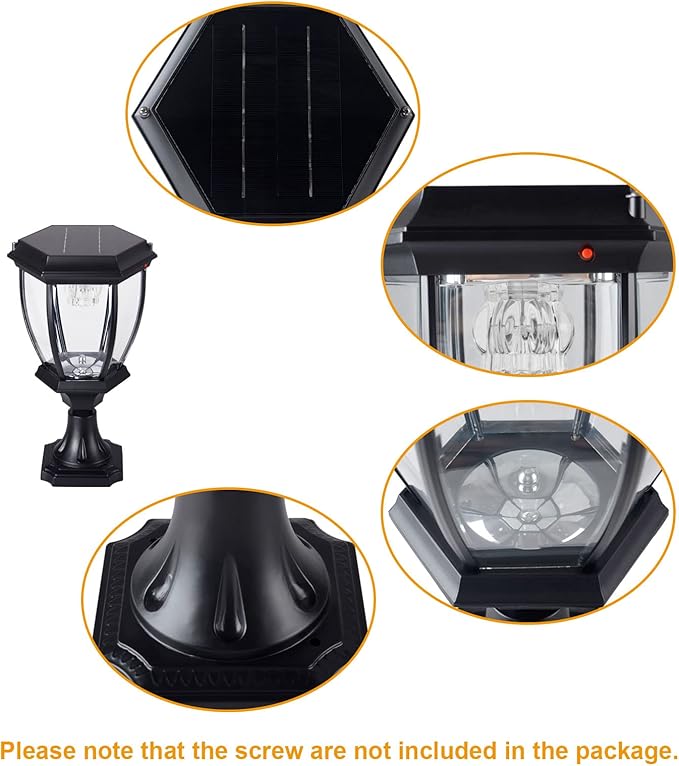 Kendal Large Outdoor Solar Powered LED Light Lamp (Black*2)
