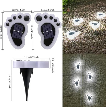 Solar Paw Print Lights, Cats and Dogs Animal Solar Lights, Outdoor Decorative Lights, Garden Lights Path Lights Walkway Lighting, Suitable for Terrace Yard Garden Path Lawn Yard 4 Pack (Style F)