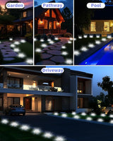 Solar Ground Lights Outdoor 18 Pack Waterproof, Upgraded Solar Garden Lights with 4 Side Light, Stainless Steel | Lumora