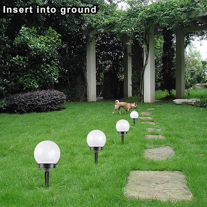 4pcs Solar Sphere Lawn Lights White Glow Bubble Ball LED Outdoor Pathway Lighting Solar Powered Landscape Yard | Lumora