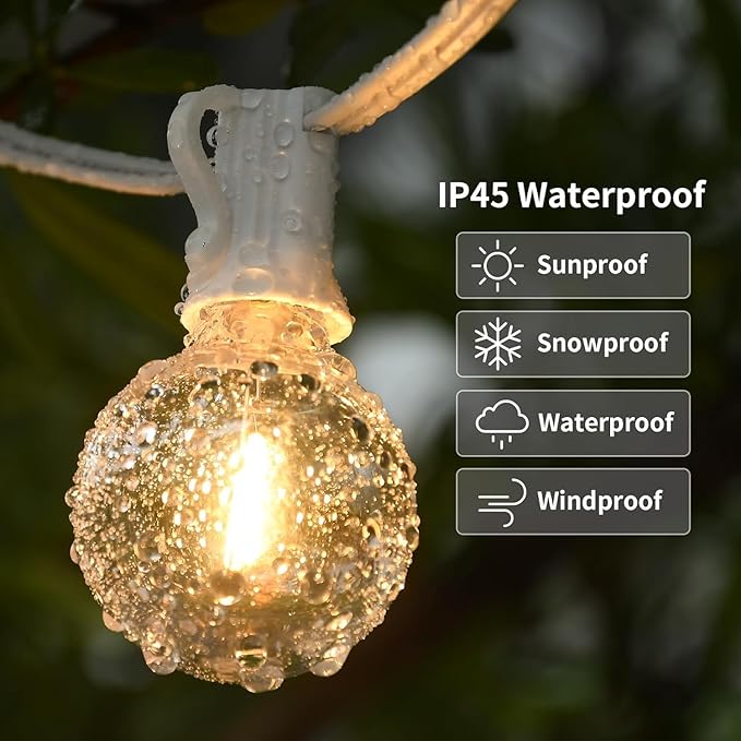 100FT 2-Pack Outdoor Festoon Wedding Lights for Party Waterproof/Connectable/Dimmable LED Shatterproof Globe Patio | Lumora