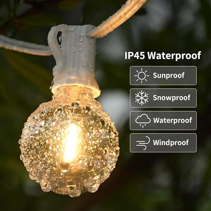 100FT 2-Pack Outdoor Festoon Wedding Lights for Party Waterproof/Connectable/Dimmable LED Shatterproof Globe Patio Lights for Backyard Porch Cafe Garden