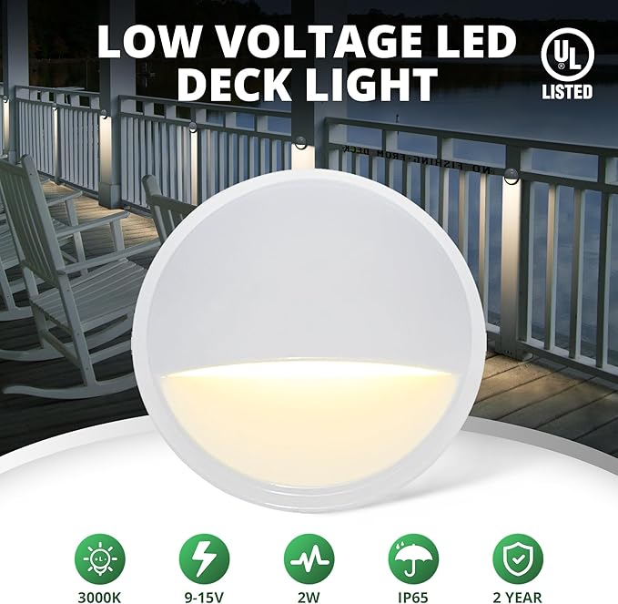 GKOLED Landscape Deck Light, Low Voltage 12V AC/DC Outdoor Patio Lighting, LED 2W Step Light, Die-Casting Aluminium | Lumora