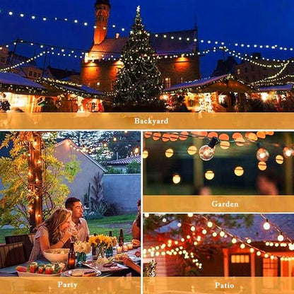 50Ft Outdoor Patio Globe Lights with 53 Clear Bulbs (3 Spare), UL Listed Connectable Hanging Lights for Indoor Outdoor Decoration, White Wire