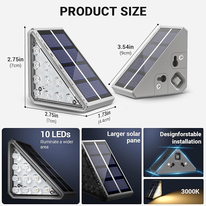 NIORSUN Solar Step Lights,16 Pack Stair Lights Outdoor Waterproof Auto On Off,Stair Solar Light Outdoor Waterproof for Steps,Patio,Yard,Porch,Front Door,Sidewalk,Deck Decor,Warm White