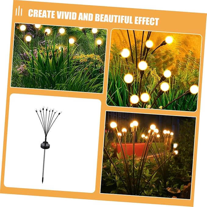 NUOBESTY 2pcs Solar Garden Light Decorative Solar Stake Lamp for Pathway Lawn Patio Easy Installation No Wires Creates Beautiful Outdoor Ambiance