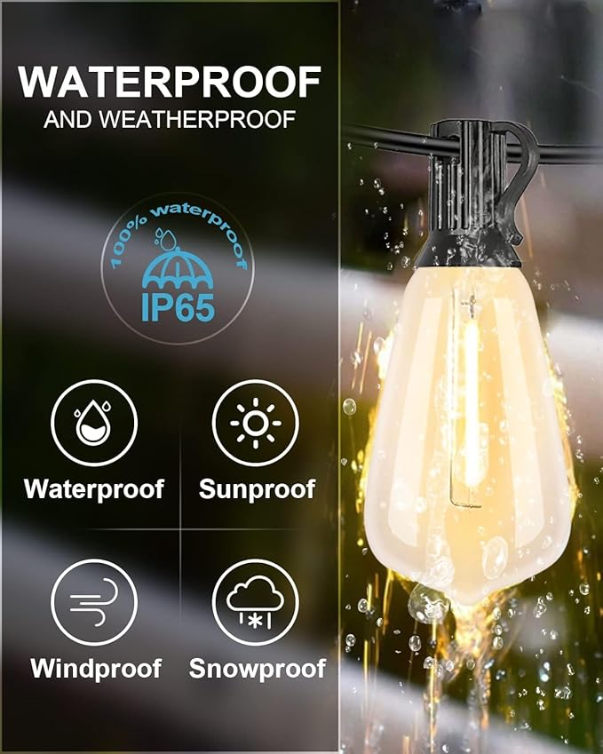 Lightdot 400FT Outdoor String Lights, LED Bistro String Lights with Shatterproof ST38 Vintage Bulbs, 2200K | Lumora