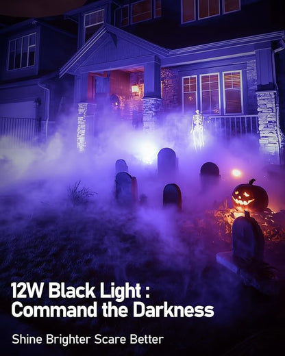 HIBOITEC Halloween Black Light Spotlight Outdoor 12W IP65 Waterproof LED Spot Lights Landscape Lighting with US Plug for Glow Party Body Paint Yard Garden Decorations 2Packs