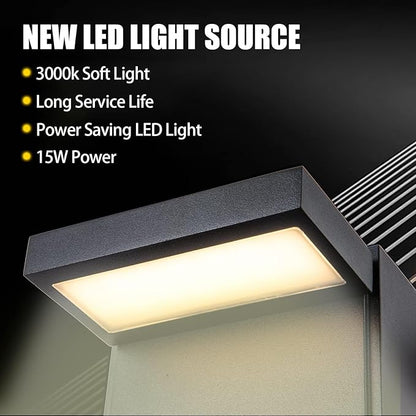 Nigaut LED Outdoor Wall Light with GFCI Outlet,Dusk to Dawn Modern LED Outdoor Porch Light with Two Outlet Built-in,3000K Warm Yellow Outdoor Sconce,IP66 Waterproof Wall Mount External Security