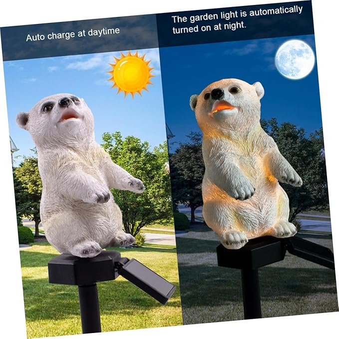 DOITOOL Solar LED Polar Bear Lawn Lamp Colorful Solar Powered Garden Light Outdoor Landscape Decorative Lighting for Pathway Trees Flowers