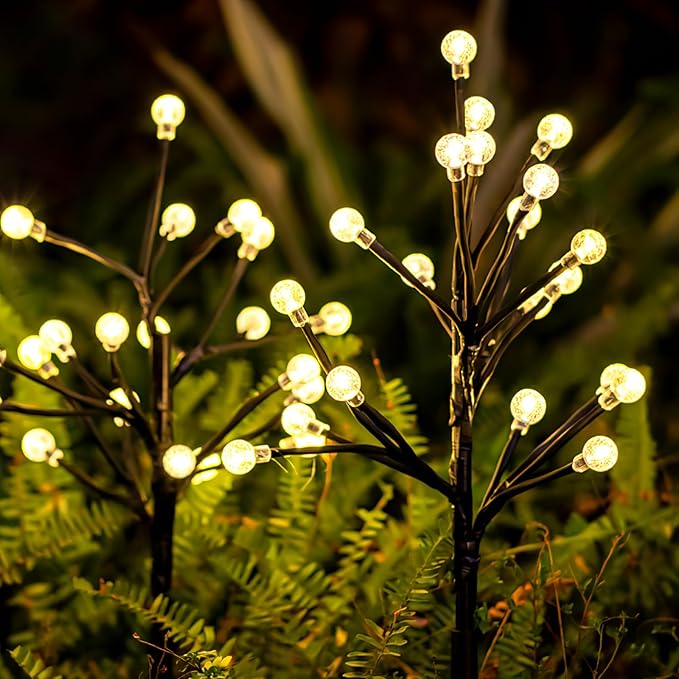 Solar Garden Lights Outdoor, DIY Waterproof Decorative Solar Lights Outdoor 2 Pack with 2 Modes, 20 LED Acrylic Sphere Garden Decor Yard Patio Lawn, Gifts for Mother's Day Mom