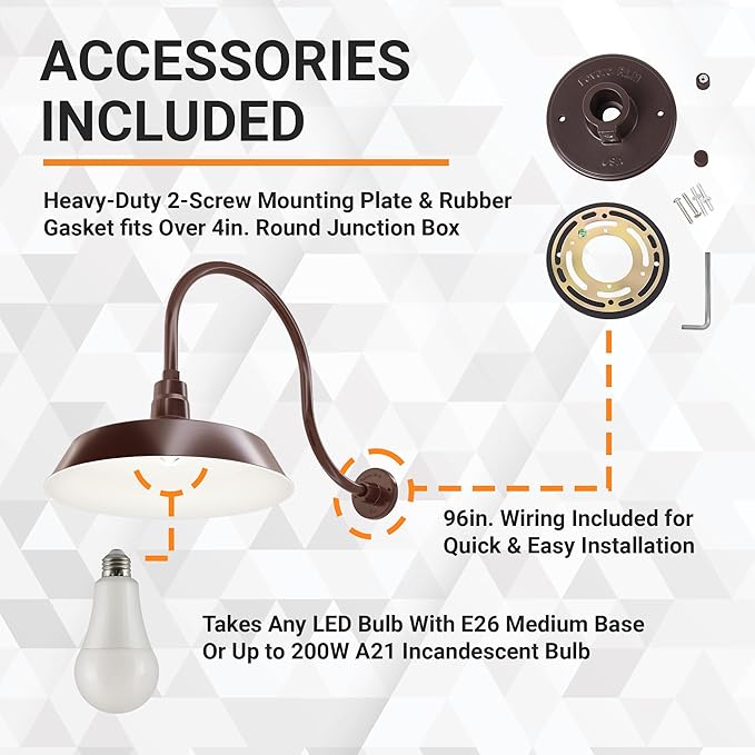 17in. Architectural Bronze Outdoor Gooseneck Barn Light Fixture With 24in. Long Extension Arm - Wall Sconce | Lumora