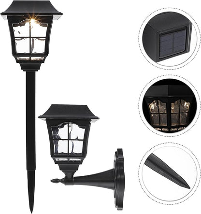 Veemoon 2pcs Solar Yard Lamps Outdoor Solar Garden Lighting Waterproof Warm White Path Lights for Patio Lawn Fence Wall Decor