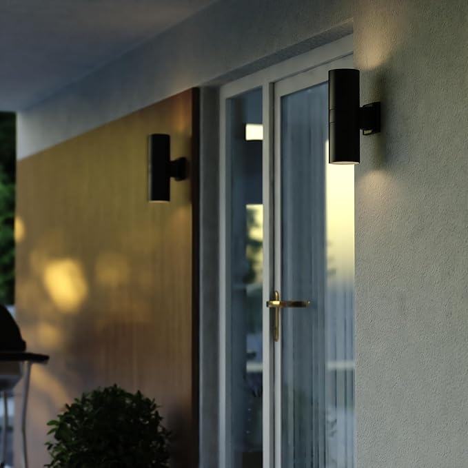 VAXCEL Chiasso 13 in. H 1-Light Textured Black Contemporary Outdoor Wall Sconce Made of Rust-Resistant Aluminum, Metal Shade, Integrated LED, Use for Exterior Porch Patio Front Door or Garage