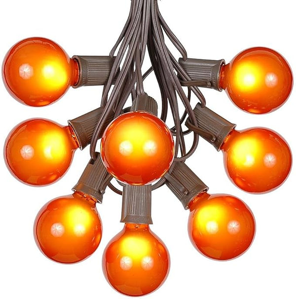 100 Foot G50 Outdoor Patio String Lights with 125 Orange Globe Bulbs – Indoor Outdoor String Lights – Market Bistro | Lumora