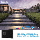 LEONLITE Update 5CCT LED Step Lights 120V-277V, Dimmable 4.5W 300LM Anti-Glare LED Deck Steps Stair Lights Outdoor | Lumora