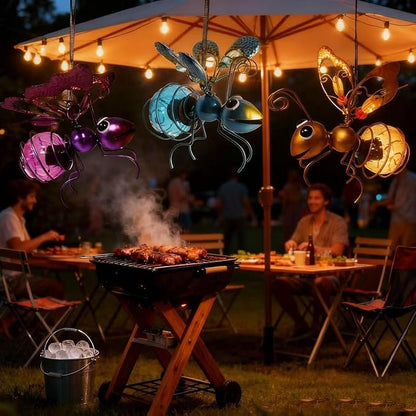 3 Pcs Waterproof Solar Hanging Bee Lights, Metal Bumblebee Figurine LED, Outdoor Garden Balcony Porch Spring Holiday Party Decoration