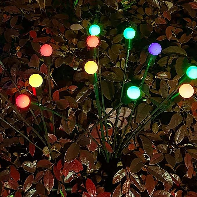 Solar Garden Lights Solar LED String Lights Firefly Solar Lights Outdoor Waterproof Firefly Solar Pathway Lights, Solar Stake Lights Outdoor Garden Decoration Garland Lights Camping Lights Solar Light