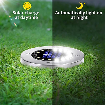 NFESOLAR Solar Lights Outdoor with 16 LEDs, Bright Solar Ground Lights Outdoor Waterproof for Yard Garden Lawn Walkway Driveway (White 8 Pack)