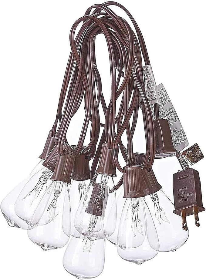 SUNSGNE 10Ft Outdoor Patio String Lights with 10 Clear Edison Bulbs & 10 Pack Edison Replacement Light Bulbs, 7 | Lumora