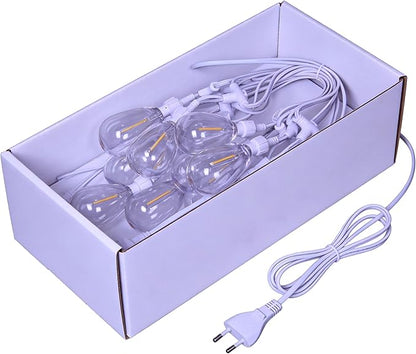 48FT LED Outdoor String Lights with 15 Edison Shatterproof Bulbs, Weatherproof Strand, Commercial Grade Patio Lights, Decorative for Garden or Patio, New Version