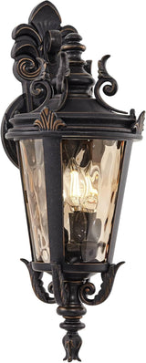 John Timberland Casa Marseille European Outdoor Wall Light Fixture Bronze Scroll 21 3/4" Champagne Hammered Glass | Lumora