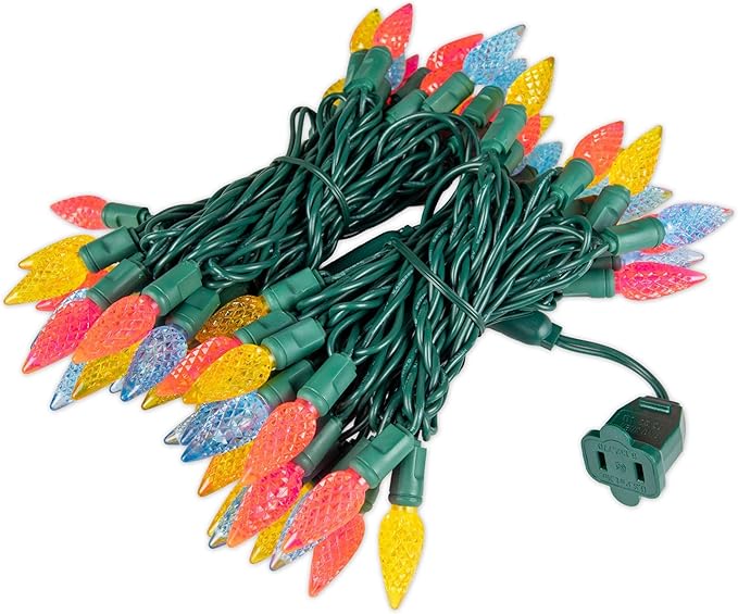 70 Light 24Ft Spring Easter Lights Commercial String Lights C6 LED Strawberry Faceted Bulb – Yellow/Teal/Pink | Lumora
