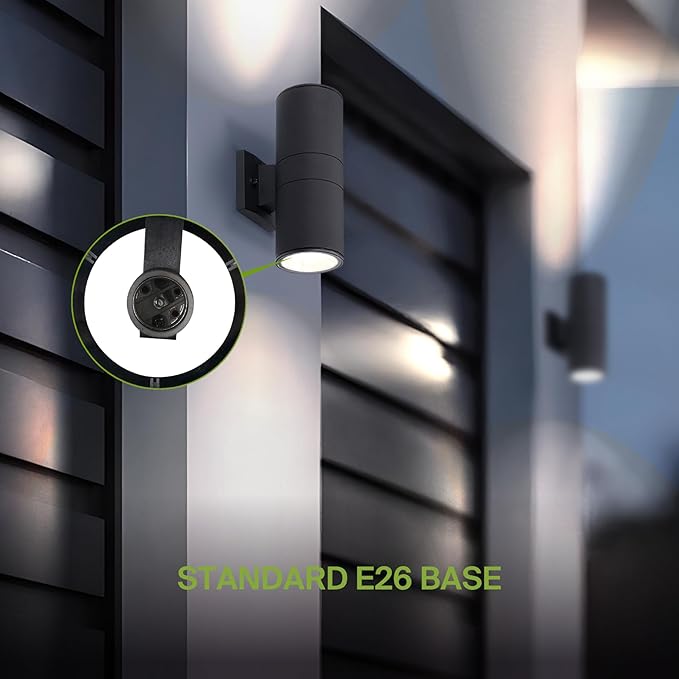 ASD 2 Light Outdoor Wall Light Fixture | 120W E26 Bulb Socket 120V ETL Cylinder Up Down Lights | | Lumora