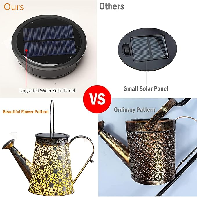 Solar Watering Can Lights,Large Retro Metal Hanging Solar Lights Outdoor Waterproof, Birthday Gifts for Women Mom Grandma Garden Decor Yard Light LED Decoration Outside for Porch Lawn Patio