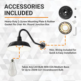 14in. Satin Black Outdoor Gooseneck Barn Light Fixture with 22in. Long Extension Arm - Wall Sconce Farmhouse | Lumora
