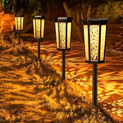 Solar Pathway Lights Outdoor, Waterproof Color Changing LED Solar Garden Lights with Warm White & RGB Modes, Auto On/Off Landscape Decor for Yard, Lawn, Walkway, Patio