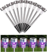10PCS Purple Outdoor Steel Garden Solar Powered Landscape Light Lamp Yar Pathway Driveway Stake Lights | Lumora