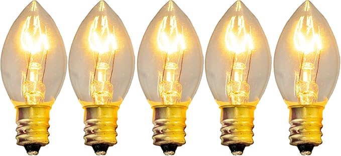 EST. LEE DISPLAY L D 1902 Outdoor Patio String Lights Bulbs & Green Hanging Cord Set Christmas Holiday Seasonal Light Bulbs & Cord Included 25FT C-9 E17 (White Wire, Clear)