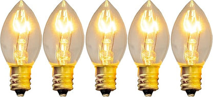EST. LEE DISPLAY L D 1902 Outdoor Patio String Lights Bulbs & Green Hanging Cord Set Christmas Holiday Seasonal Light Bulbs & Cord Included 25FT C-9 E17 (White Wire, Clear)