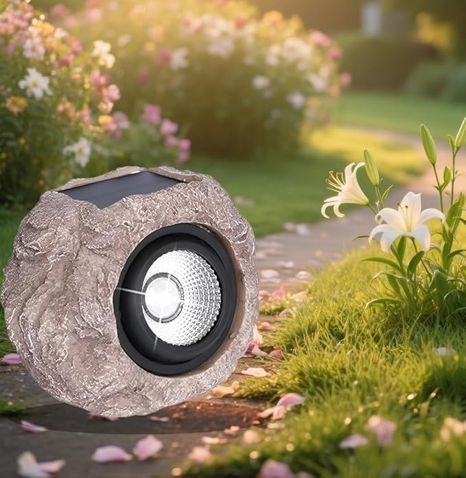 Outdoor Solar Rock Lights – LED Landscape Lighting for Yard, Pathway, Garden Decor, Waterproof, Auto Sensor (2 Pack)