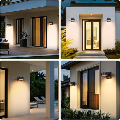 Fire Wolf Aluminum LED Outdoor Wall Light, Modern Black 3000K Outdoor Wall Sconce, Waterproof Front Door Down Light Wall Mount, Exterior Lighting Fixtures for Entrance, Hallway, Garden, Porch, Patio