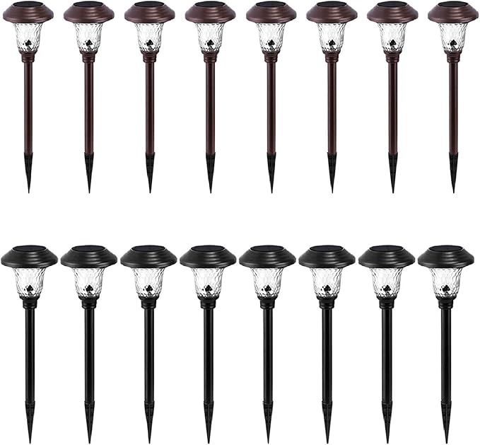 BEAU JARDIN 8 Pack Solar Pathway Lights Black 8 Pack Solar Pathway Lights Brown