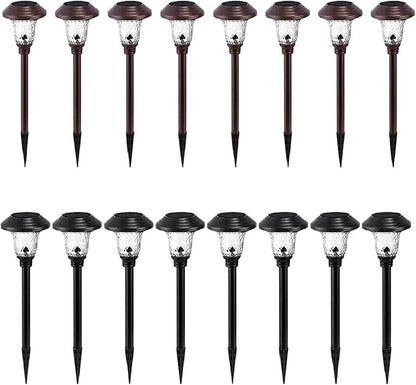 BEAU JARDIN 8 Pack Solar Pathway Lights Black 8 Pack Solar Pathway Lights Brown