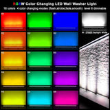 LED Wall Washer Light with RF Remote, 144W RGBW Color Changing Linear Bar Light, AC120V Waterproof RGB CCT Wall | Lumora