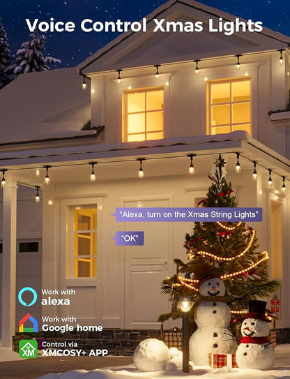 XMCOSY+ Outdoor String Lights, Smart Patio Lights 72.5Ft, APP WiFi Control, Compatible with Alexa, Waterproof Dimmable Edison Outdoor Lights for Patio Outside