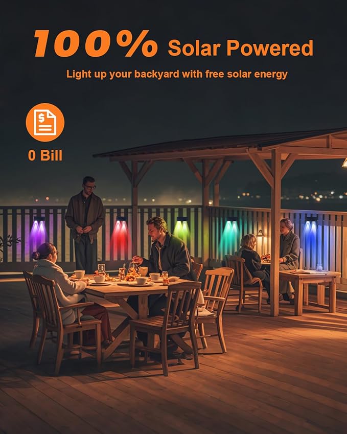 12 Pack Color Changing Solar Powered Fence Lights Outdoor Decorative LED Waterproof Yard Lamps for Outside Wall | Lumora