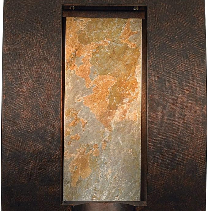 Franklin Iron Works Framed Slate 16" High Modern Outdoor Wall Light Fixture Mount Porch House Exterior Outside 3-Light Weatherproof Stone Bronze Finish Metal Front Door Patio Garage Home Deck