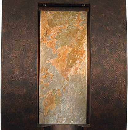 Franklin Iron Works Framed Slate 16" High Modern Outdoor Wall Light Fixture Mount Porch House Exterior Outside 3-Light Weatherproof Stone Bronze Finish Metal Front Door Patio Garage Home Deck