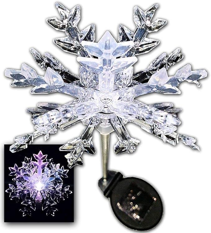 Outdoor Garden Set of 2 Pieces Solar Powered Garden Yard Stake (Color Change abilities) LED Light (Snowflakes 3D)…