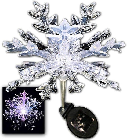 Outdoor Garden Set of 2 Pieces Solar Powered Garden Yard Stake (Color Change abilities) LED Light (Snowflakes 3D)…