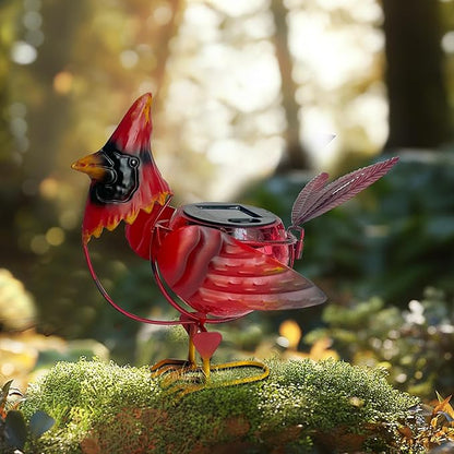 HONGLAND Cardinal Solar Garden Lights Outdoor Decor, Red Bird Figurine Garden Statue Cute Decorations for Pathway Yard Art Lawn Ornaments Mom Grandma Women