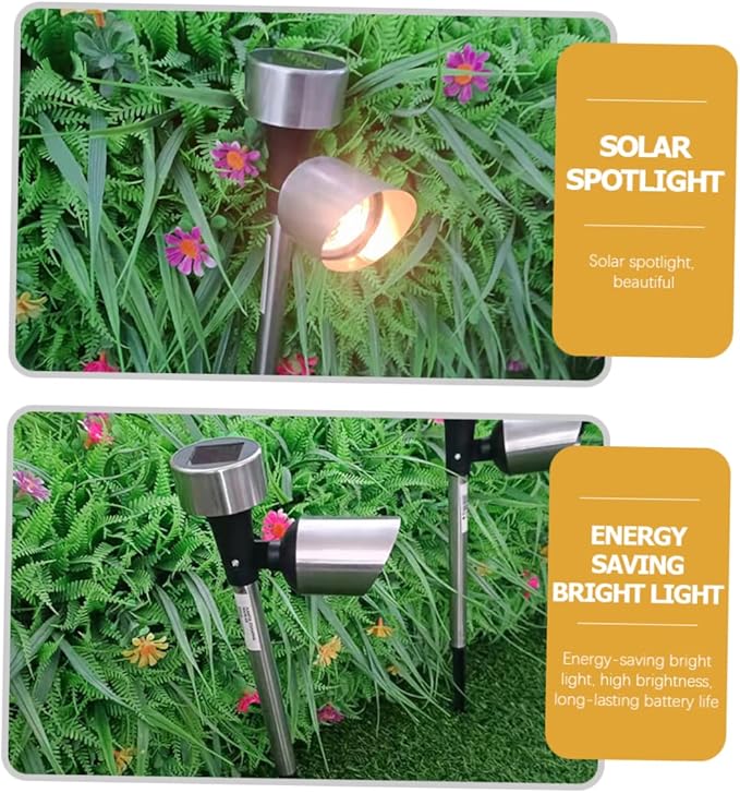 POPETPOP 2pcs Solar Pathway Lights Outdoor Solar Garden Stake Lamps Energy-Saving Landscape Lighting for Lawn and Patio Warm Illumination