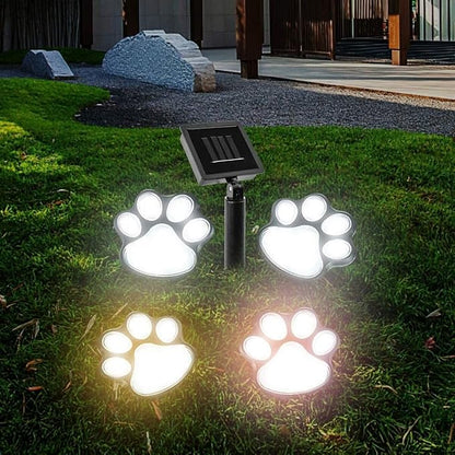 4 Solar Dog Animal Paw Print Lights Garden Statue Lantern Led Path 3" Light Lamp for Pathway,Lawn,Yard,Outdoor Decorations (Colorful)